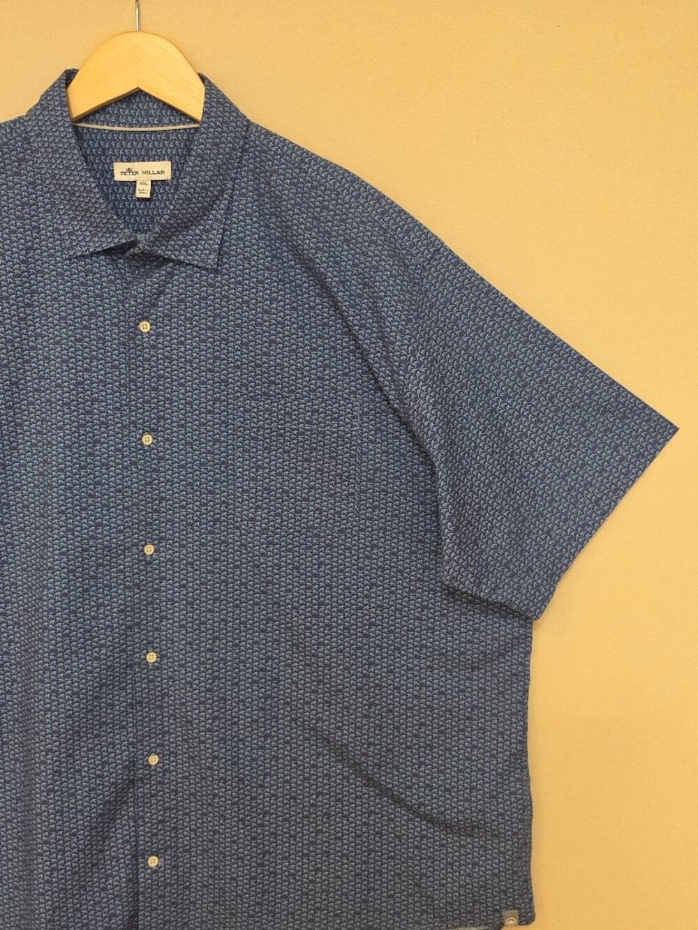 Peter Millar Seaside Waves And Fins Cotton Stretch Sport Shirt XXL